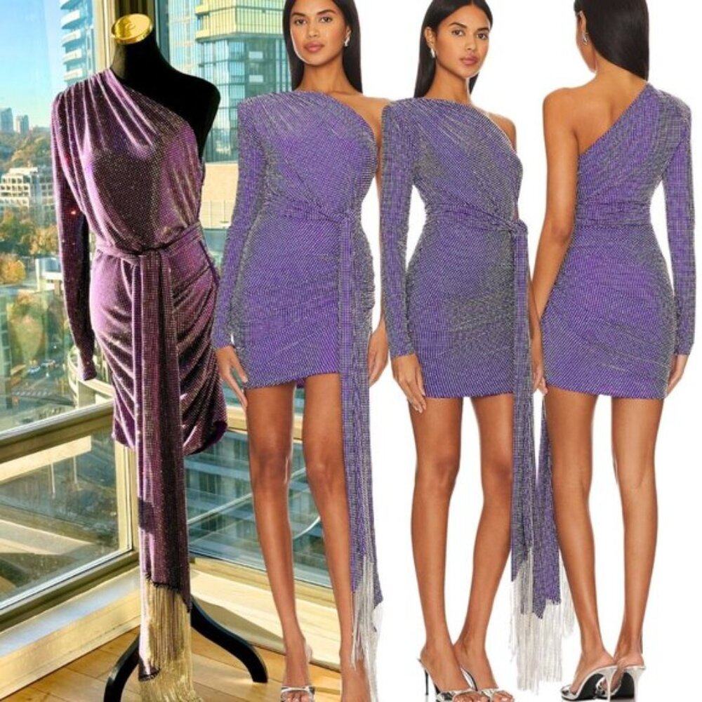 🆕 BRONX & BANCO 🧿 NWOT Starlight Rhinestone Embellished Mini Dress, Sz L US 8